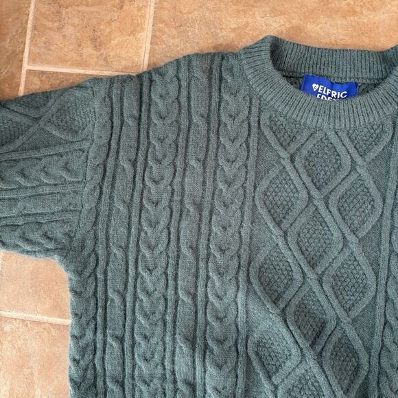Aelfric Eden Cable Knit Pullover Womens Size Small Fisherman's Sweater Blue - Picture 5 of 6